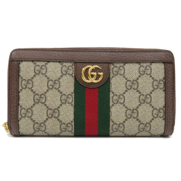 Gucci Handbags - Gucci Round Zipper GG Sherry Line Long Wallet With Coin Purse Leather